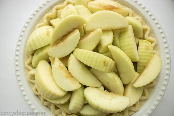 Apples added to pie crust