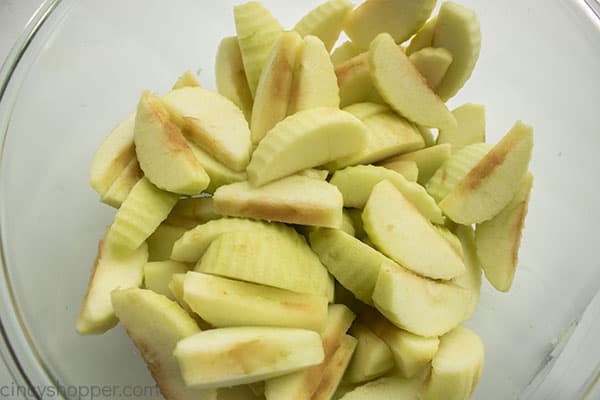 Apples peeled cored and sliced