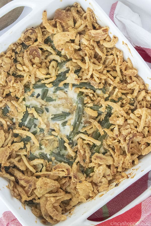 Traditional Green Bean Casserole in a dish