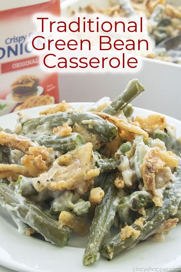 Text on image Traditional Green Bean Casserole