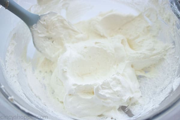 Whipped topping added to cream cheese mixture