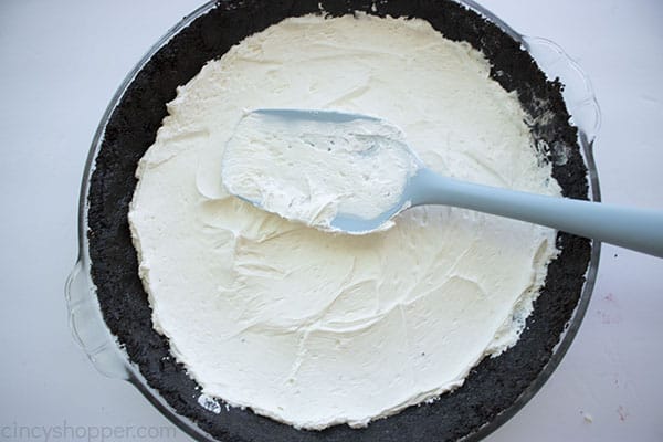 Cream cheese layer added to pie crust