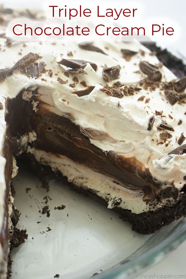 Text on image Triple Layer Chocolate Cream Pie