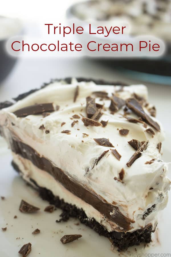 Text on image Triple Layer Chocolate Cream Pie