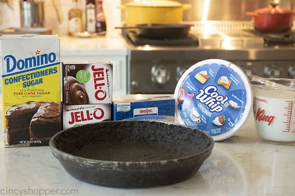 Ingredients for no bake chocolate pie