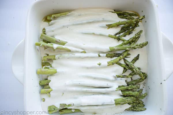 Cheese Sauce on the top of asparagus casserole