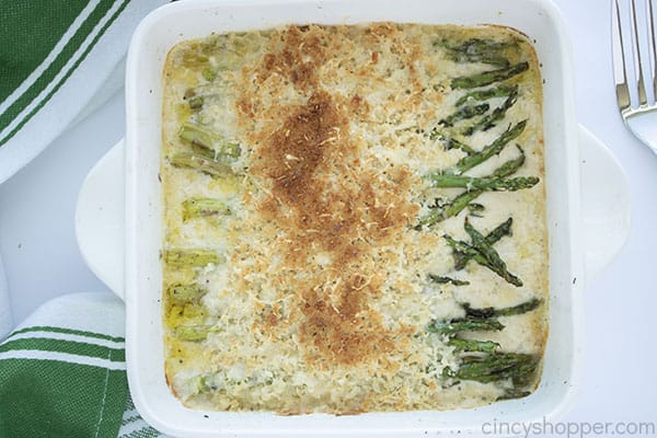 Crispy topping broiled on asparagus casserole 