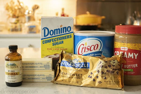 Ingredients for Peanut Butter Buckeyes Candy