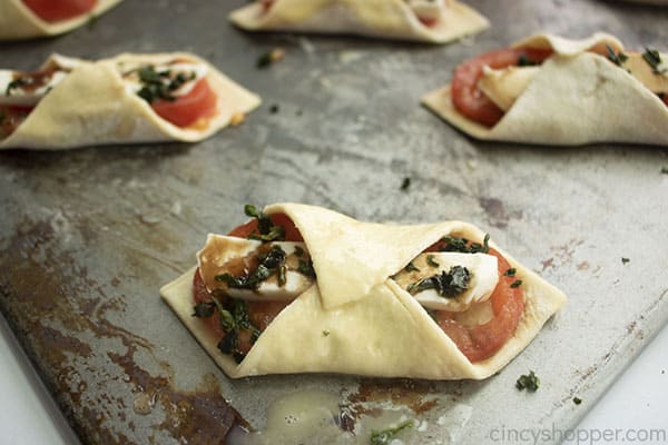 Caprese appetizers ready to bake