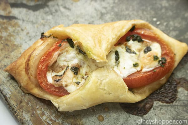 Fresh baked Caprese pastry bite