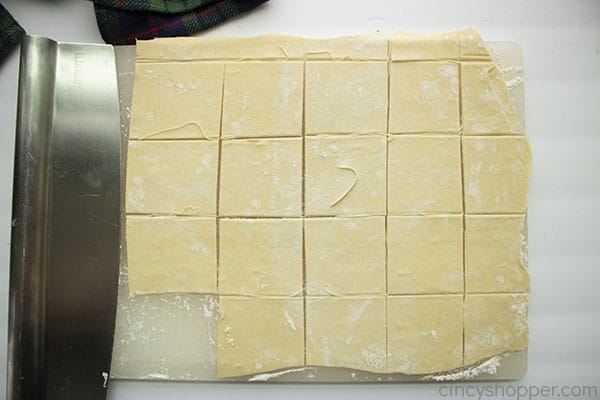 Pastry cut into squares