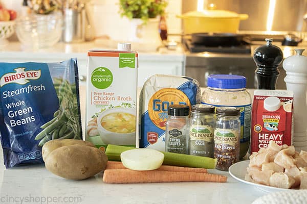 Ingredients for vegetable stew with chicken