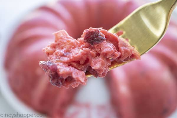 Cranberry Mousse on a fork
