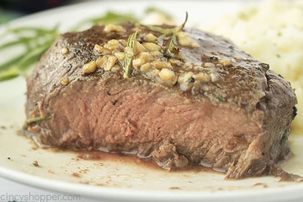 Cut Filet Mignon on a plate