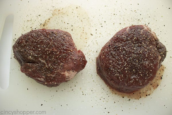 Steaks with salt and pepper