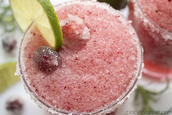 Cranberry Margaritas with sugared cranberries