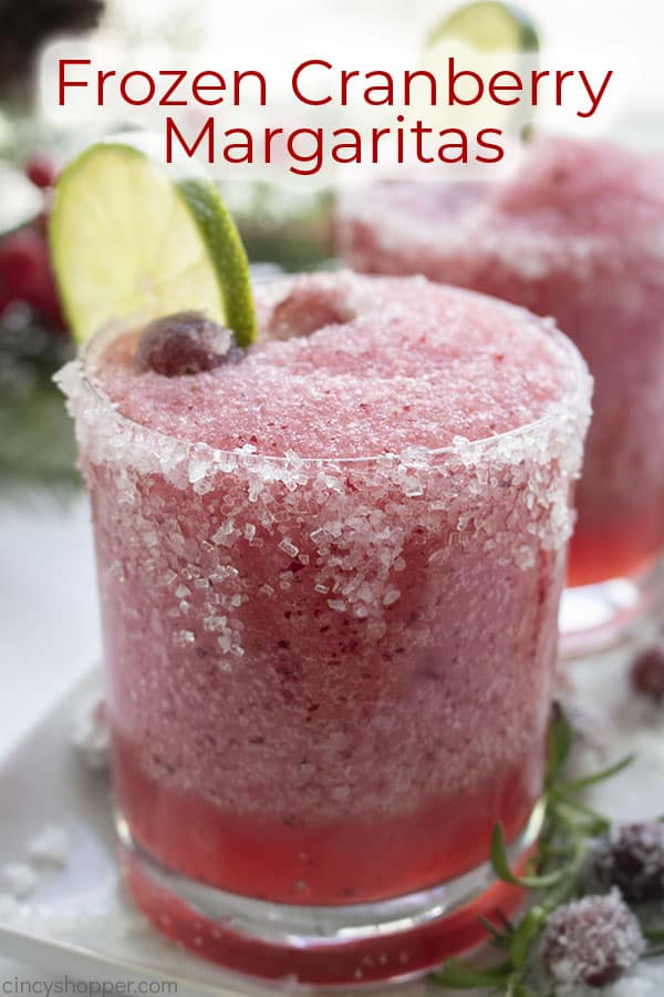 Text on image Frozen Cranberry Margaritas