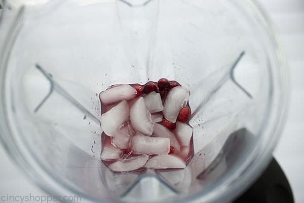 Frozen Cranberry Margarita ingredients in a blender