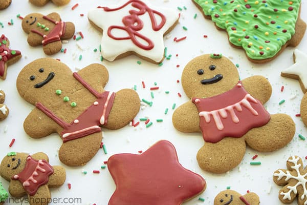Decorated royal icing gingerbread cookies