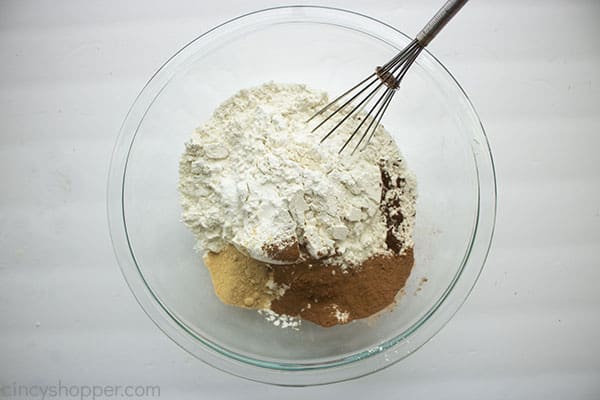 Dry ingredients for gingerbread cookie dough