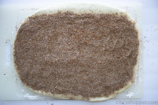 Cinnamon sugar mixer on dough