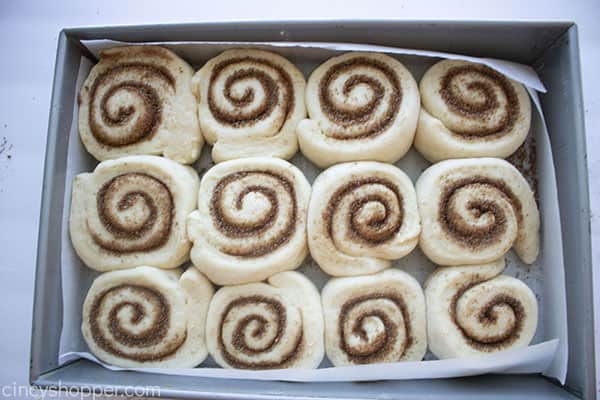 Cinnamon rolls after rising