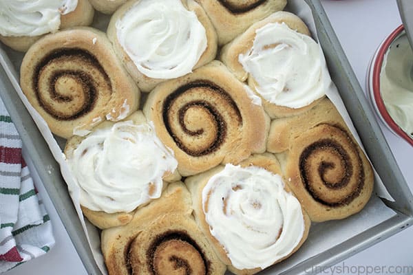 Fresh baked cinnamon rolls with frosting