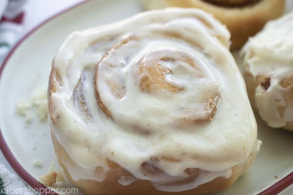 Homemade cinnamon roll with cream cheese icing