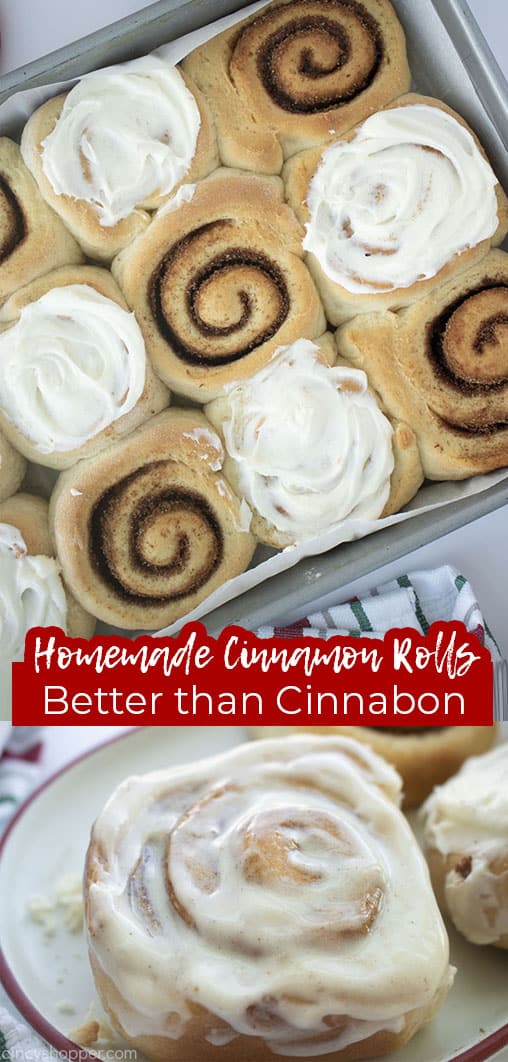 Long pin collage with text Homemade Cinnamon Rolls Better than Cinnabon