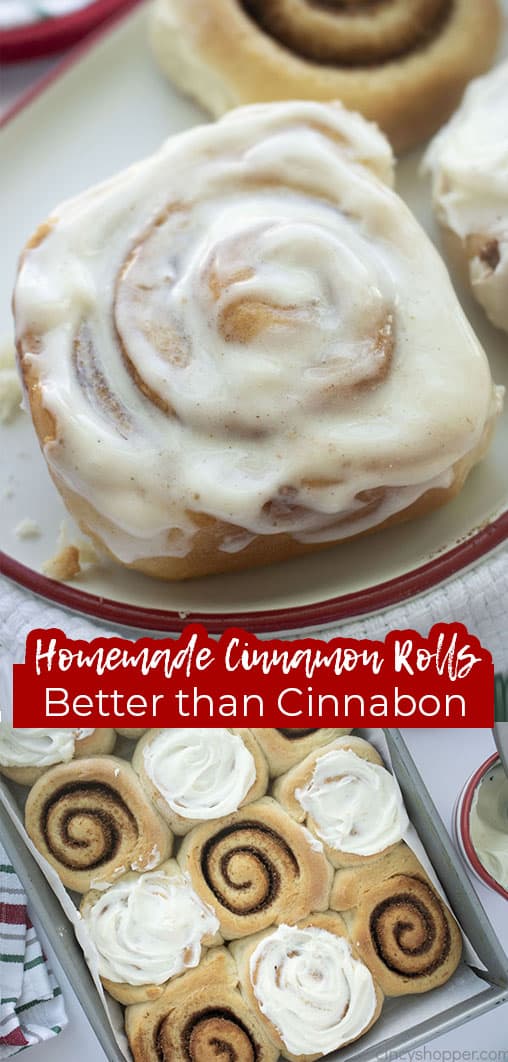 Long pin collage with text Homemade Cinnamon Rolls Better than Cinnabon