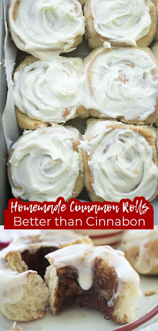 Long pin collage with text Homemade Cinnamon Rolls Better than Cinnabon