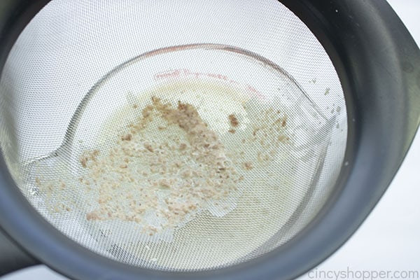 Eggnog through strainer