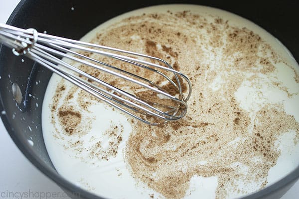 whisking in pan