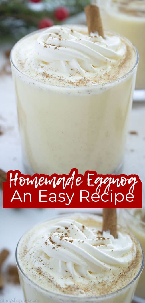 Long pin collage with text Homemade Eggnog An Easy Recipe