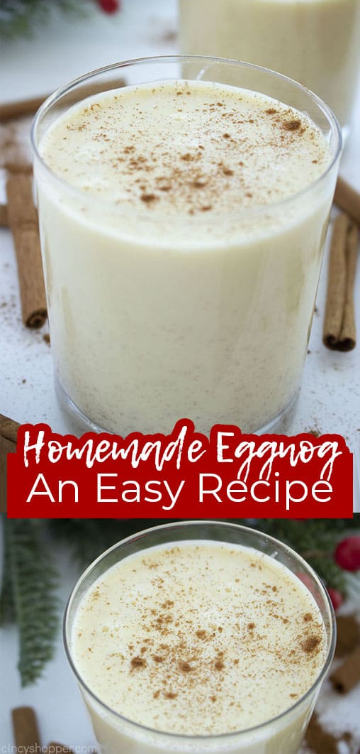 Long pin collage with text Homemade Eggnog An Easy Recipe
