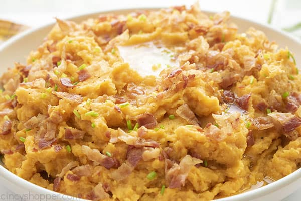 Bowl of mashed sweet potatoes