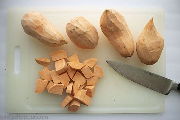 Cubed sweet potatoes