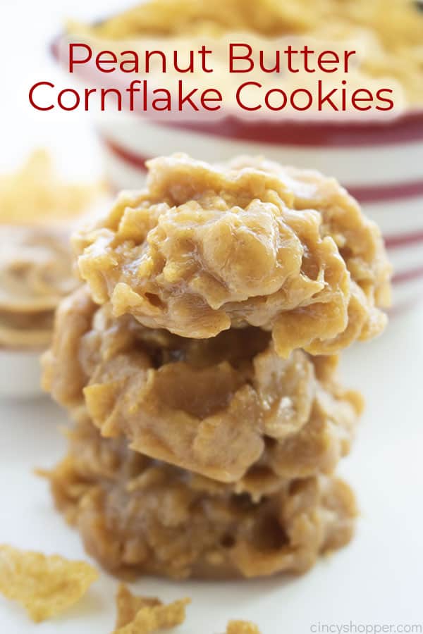 Text on image Peanut Butter Cornflake Cookies