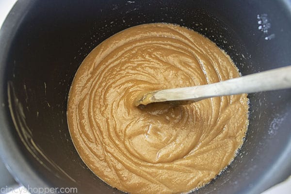 cooked peanut butter in pan