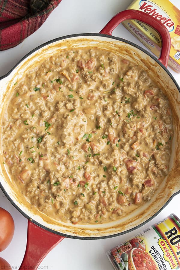 Rotel Dip in a pan