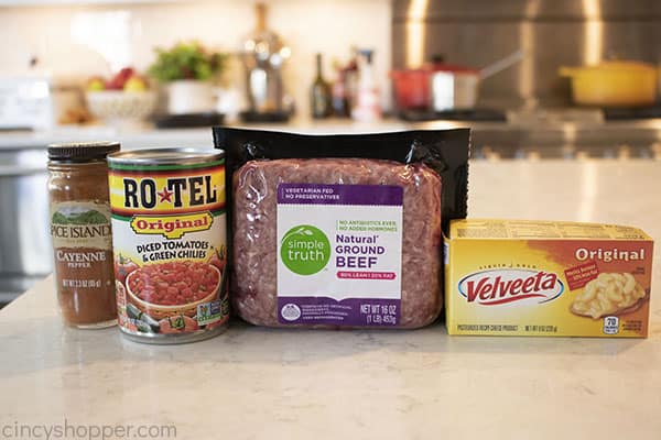 Ingredients to make Rotel Dip