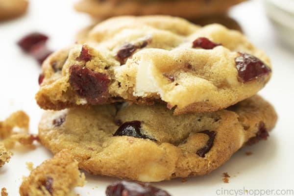 White Chocolate Cranberry Cookies with bite