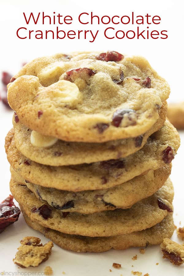 Text on image White Chocolate Cranberry Cookies