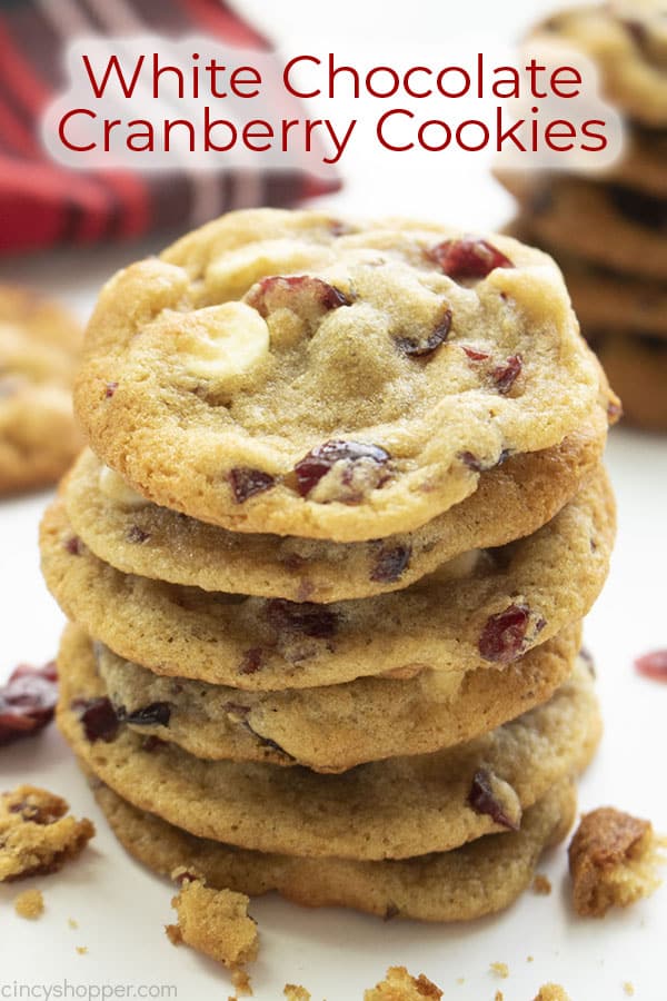 Text on image White Chocolate Cranberry Cookies