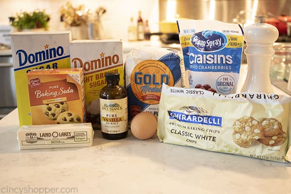 Ingredients to make Cranberry Cookies