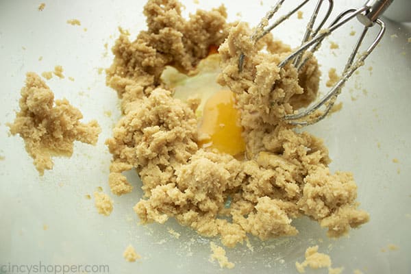 Egg and vanilla added to sugar mixture