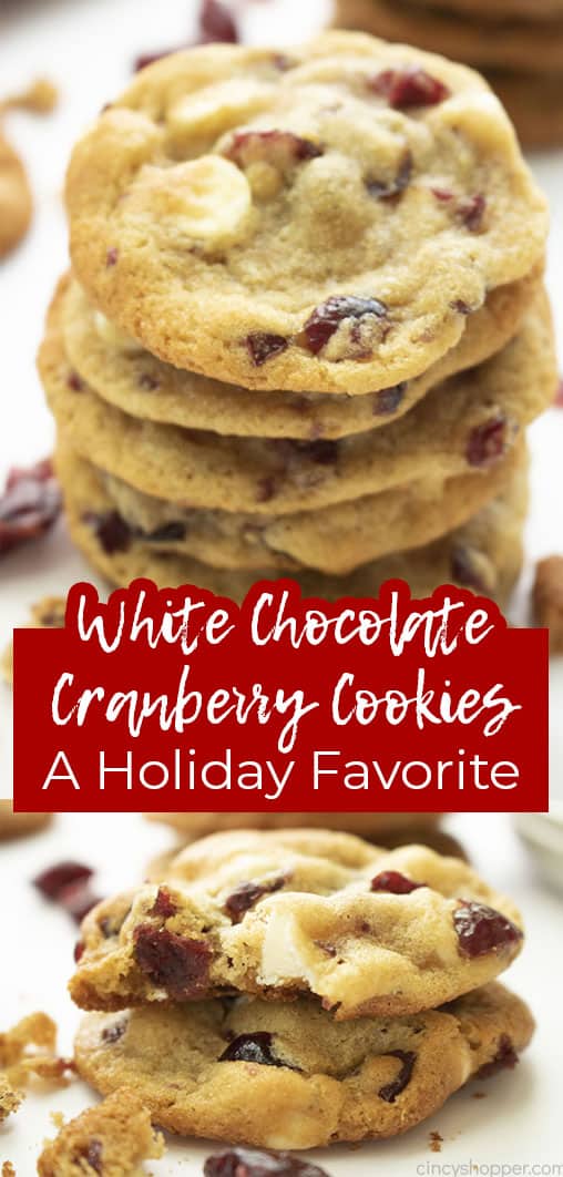 Long pin collage White Chocolate Cranberry Cookies A Holiday Favorite