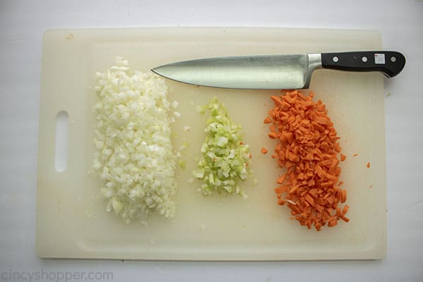 Diced veggies for pasta sauce