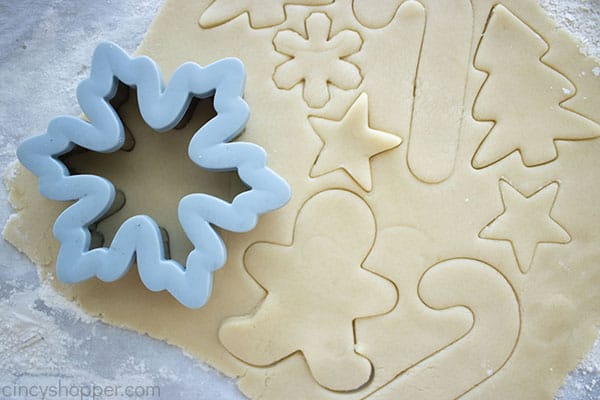 Cookie cutter with sugar cookie dough