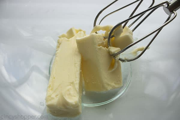 Butter for cookie dough in a bowl